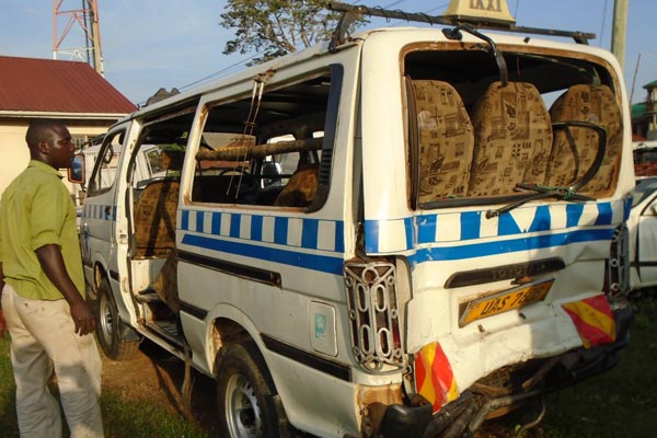 Accident damaged vehicle in Iganga